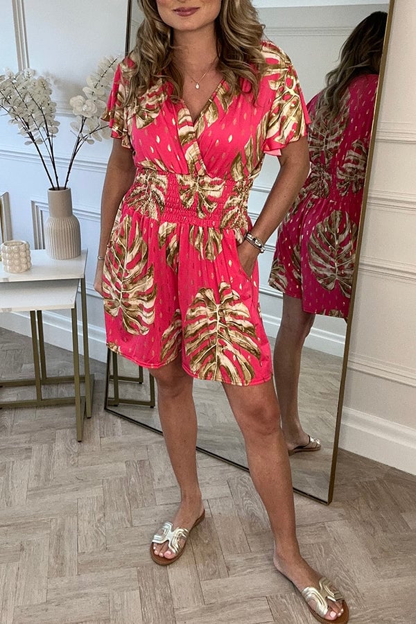 BloomEase – Floral Polka Dot Pocket Romper