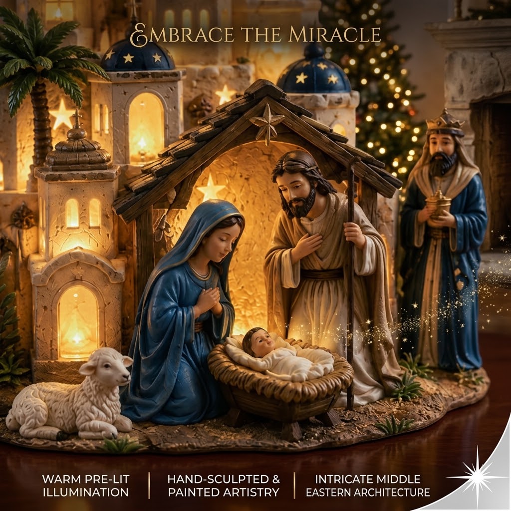 HolyLume – Detailed Nativity Church Light Decor