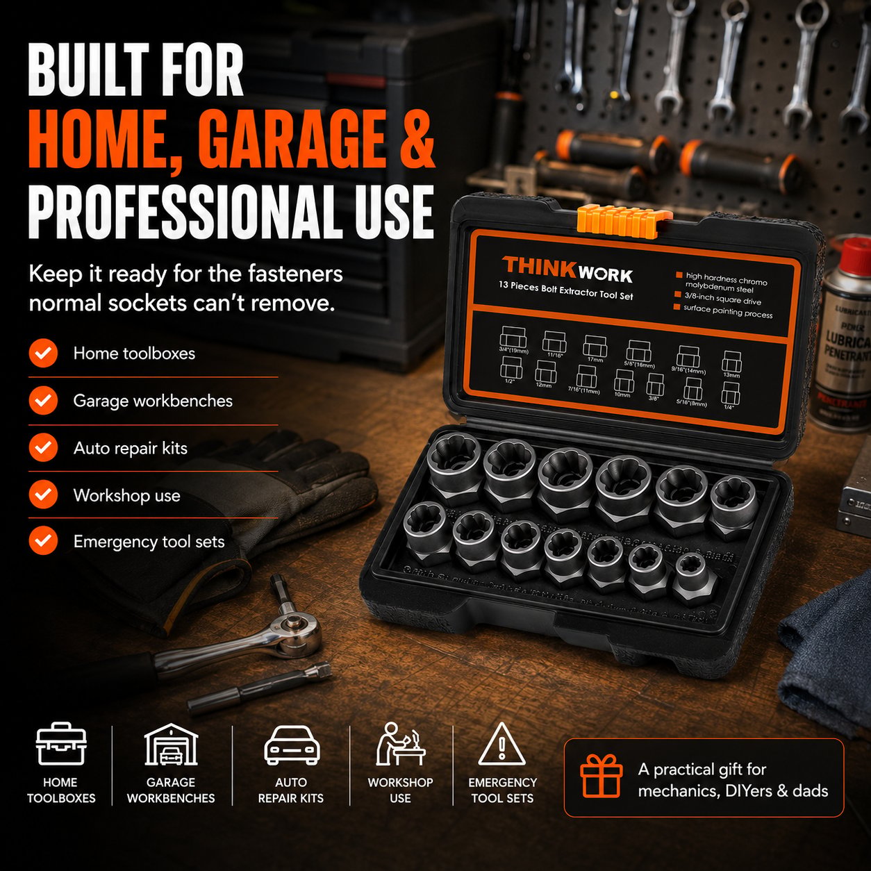 GripPower – Multi Size Bolt & Nut Extraction Tool Kit