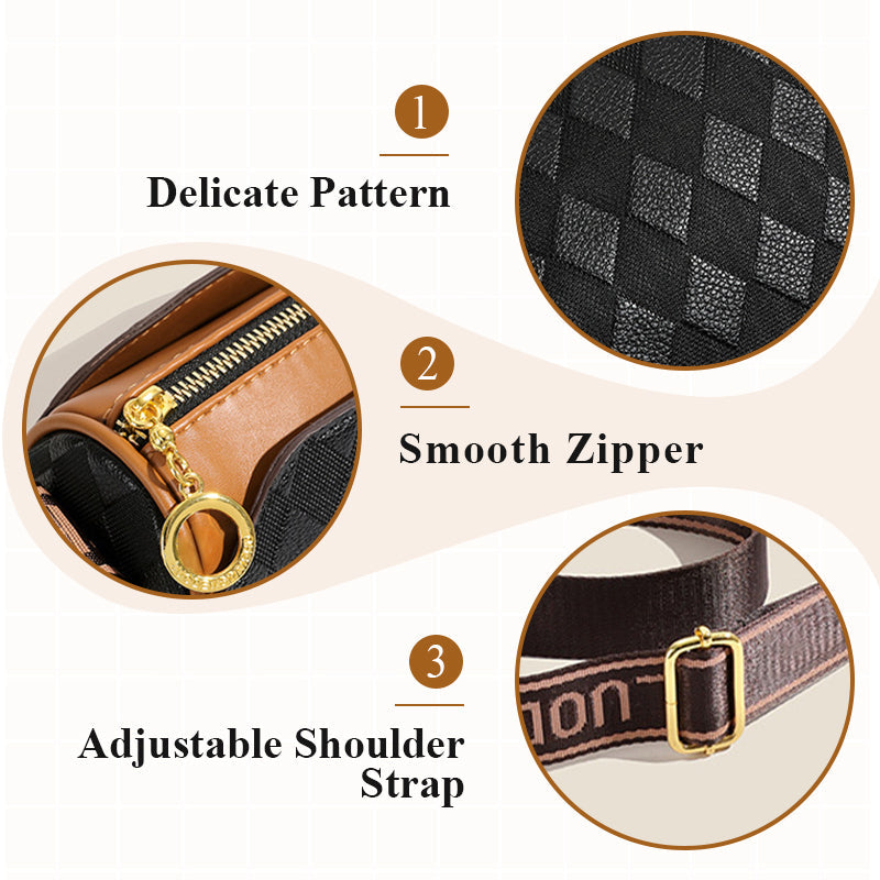 LuxeWeave – Fashion Diamond Pattern 3-Layer Crossbody Bag