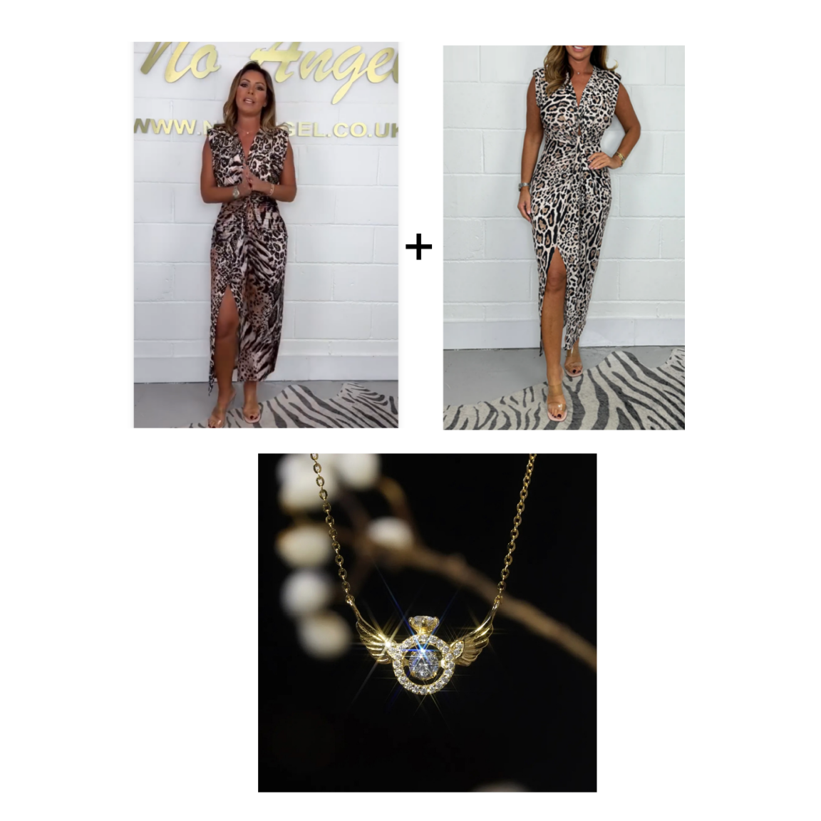 FierceFlair - Leopard Print Deep V Dress