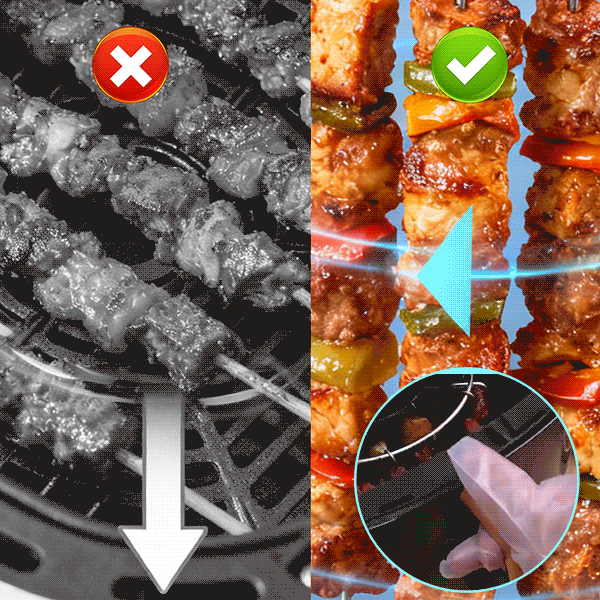 Air Fryer Skewer Rack in Use