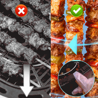 Air Fryer Skewer Rack in Use