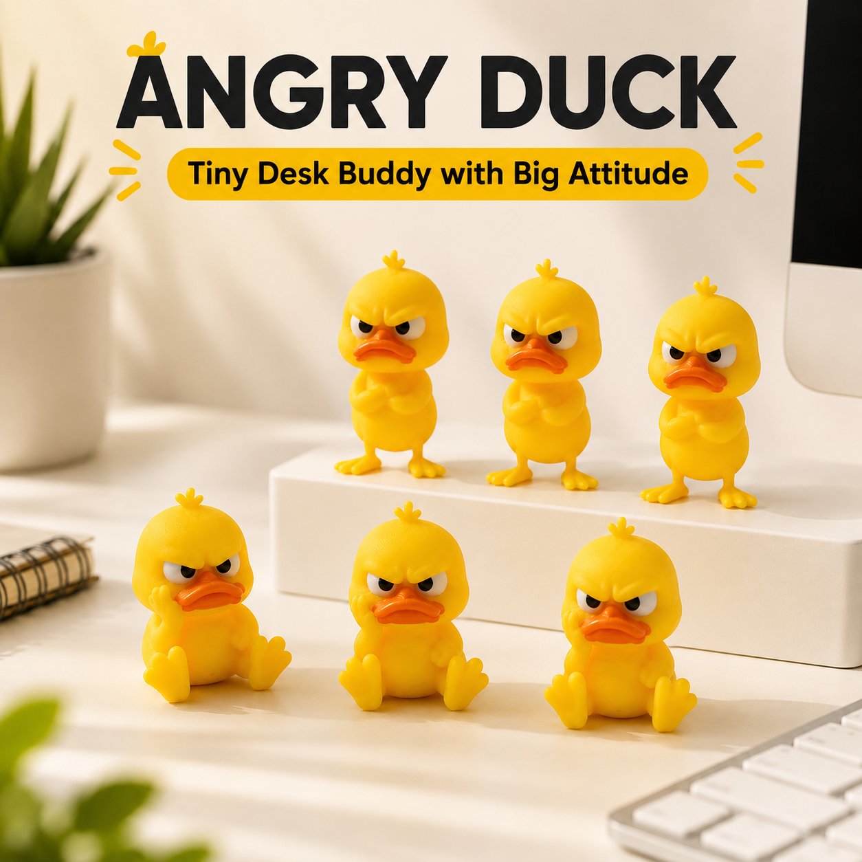 MoodQuack – Funny Angry Duck Desktop Figurine
