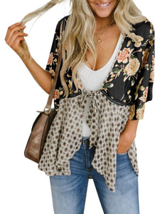 HOT SALE Women's Floral Kimono Ruffle Sleeve Tie Cardigans Flowy Boho Loose Cover Ups