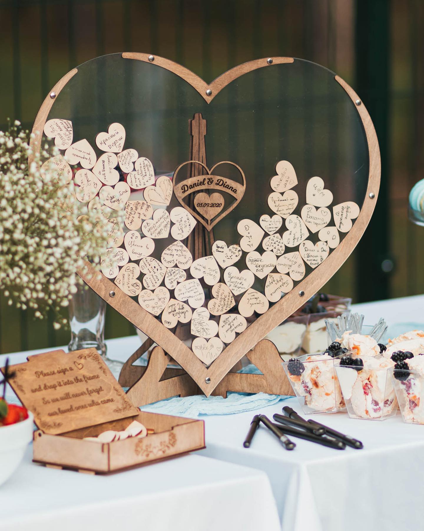 CherishFrame - Wooden Heart Guest Book