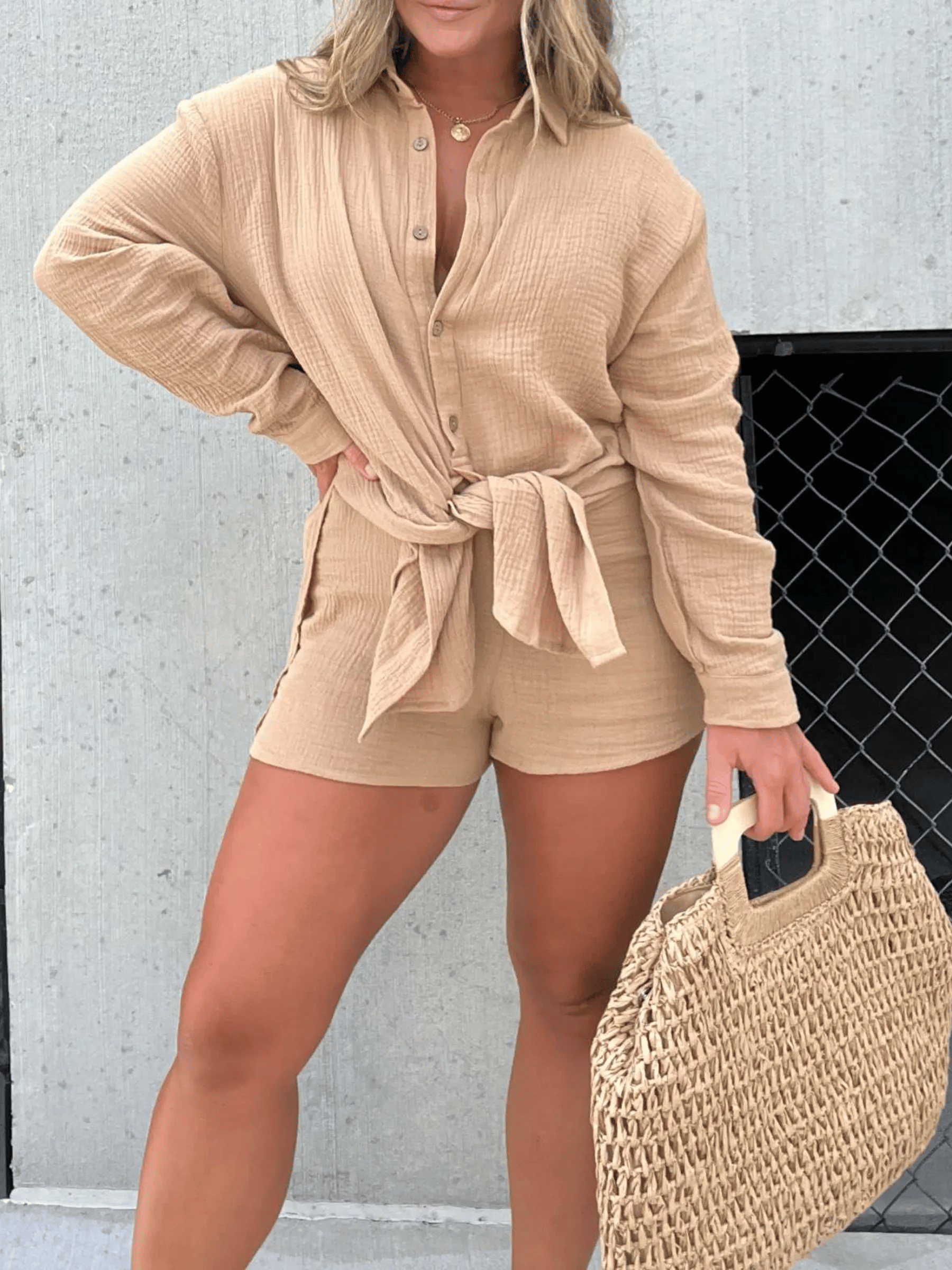 BreezeMuse - Boho Button-Down Dress for Effortless Style