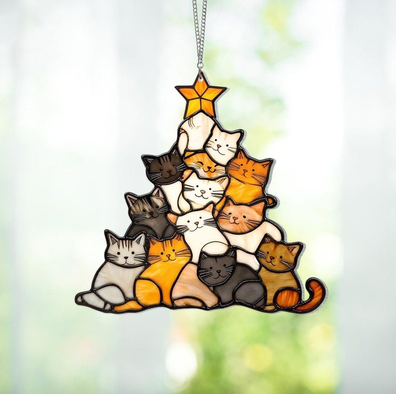 MeowGlow – Festive Cat Tree Ornament