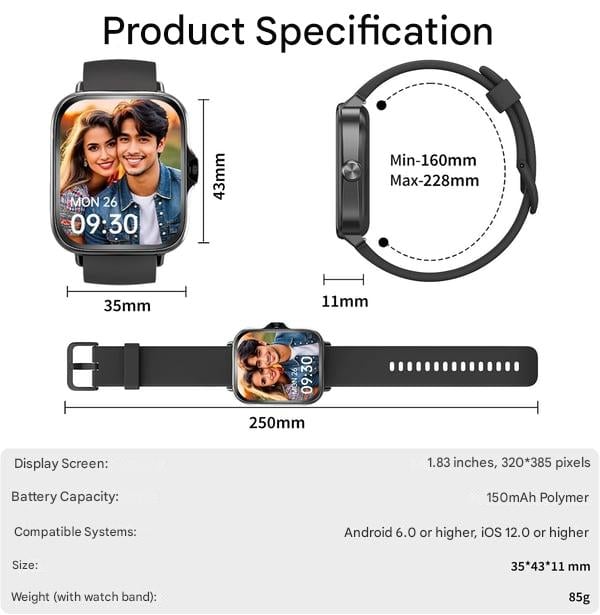 ⏰Only $11.99⏰All-day Fitness Monitoring💯Bluetooth Fashion Smart Watch