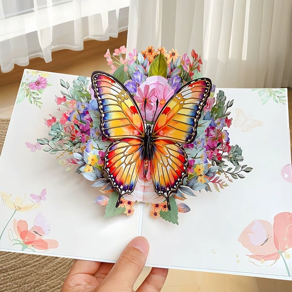 FlutterBloom - 3D Butterfly & Daisy Card