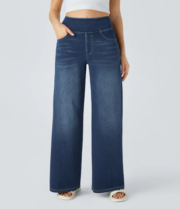 AuraStretch – Super Stretch High-Waisted Wide Leg Jeans
