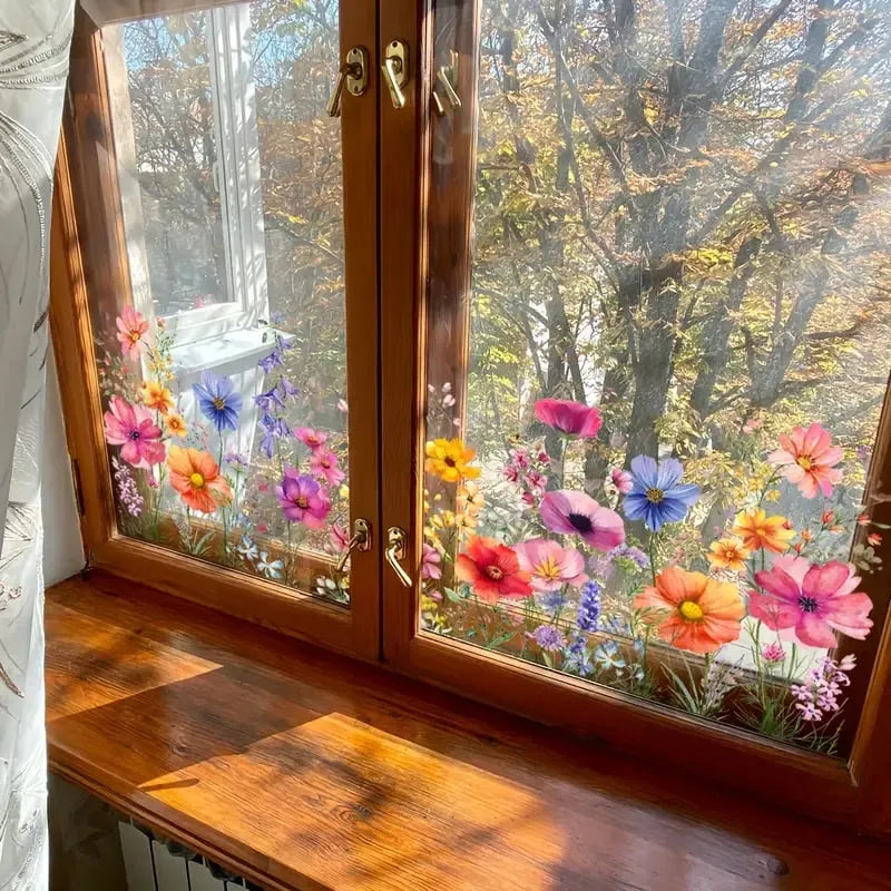 BloomView - Colorful Floral Bouquet Window Sticker