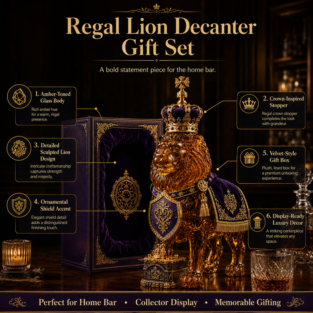 RoyalVessel – Premium Lion Design Glass Decanter