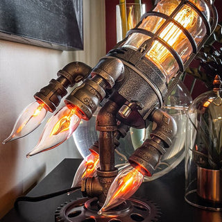 RetroLaunch – Steampunk Rocket Lamp