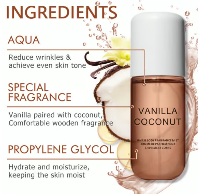 VanillaCoconut - Perfume Mist for Body & Hair
