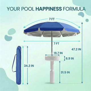 Floating Pool Umbrella with Bar and Base