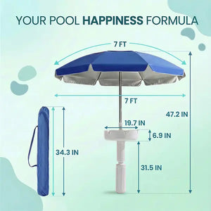 Floating Pool Umbrella with Bar and Base