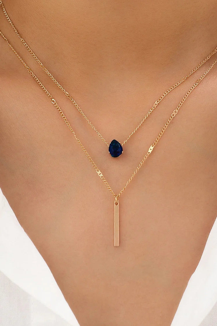 GlimmerFall – Rhinestone Tassel Stacking Necklace
