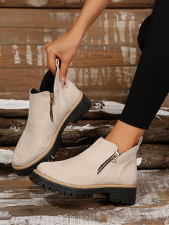 TrendStride – Stylish Solid Color Ankle Boots
