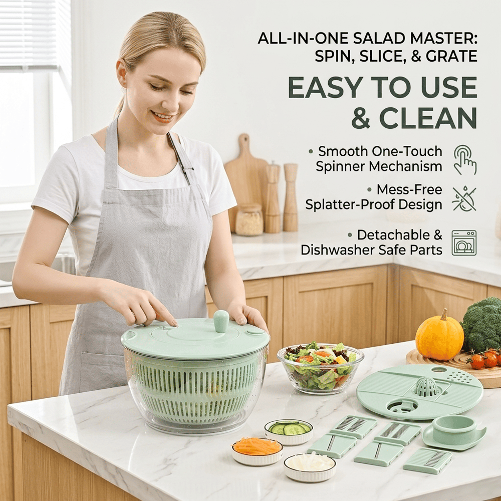 Salad Spinner Chopper Large – 6-Blade Multifunction Kitchen Tool 🥗✨
