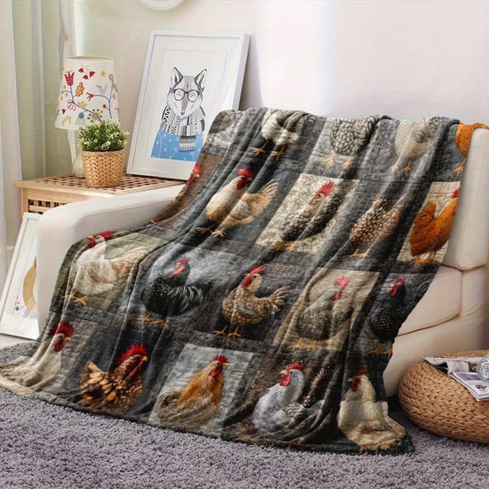 HenHaven – Vintage Chicken Flannel Blanket