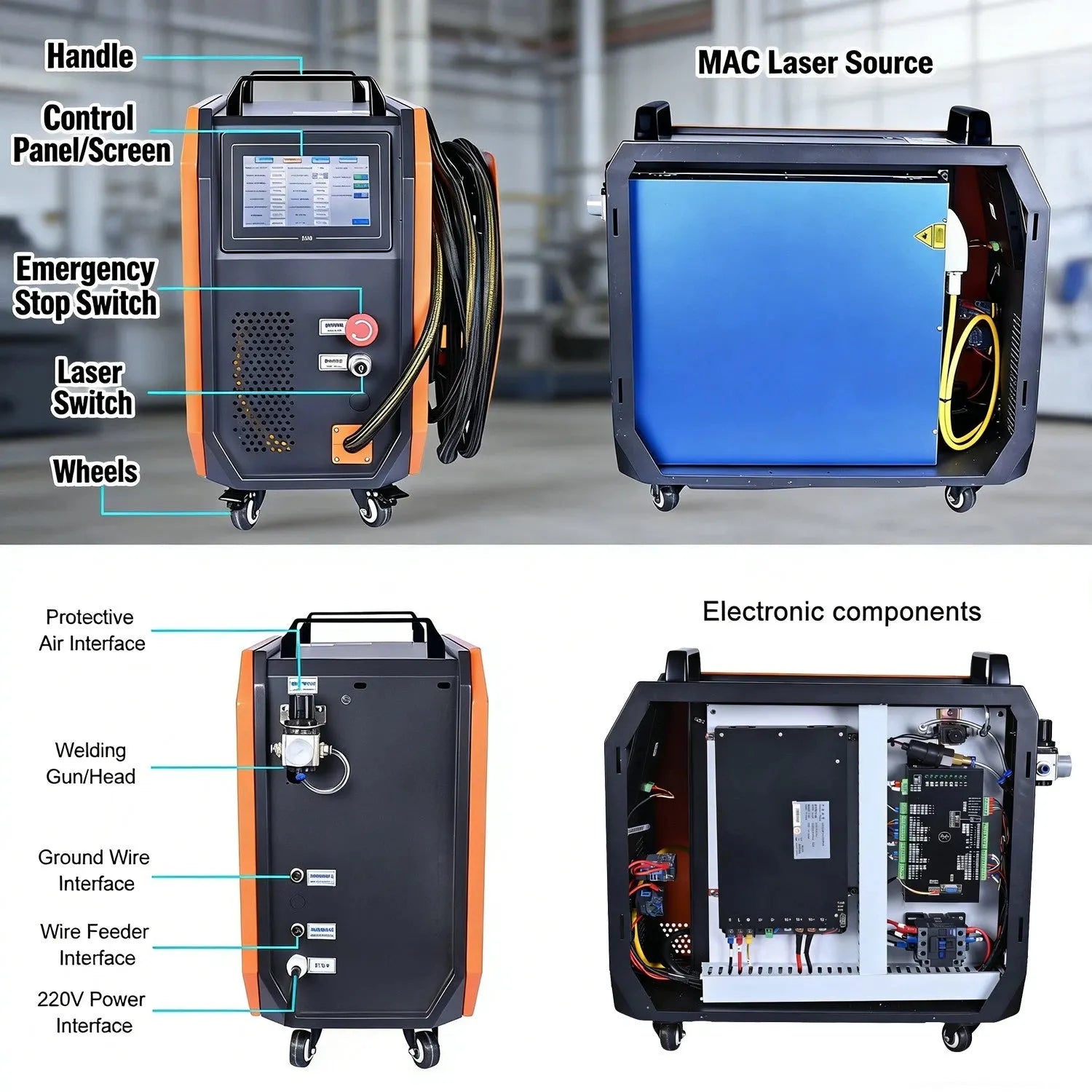 4 IN 1 1000W 1500W 2000W Laser Welding Cleaning Cutter Machine Air