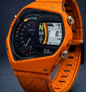 ⌚Yamaha Racing Watch | Dual Analog-Digital Display | Speed & Trip Meter | Rugged Orange Design