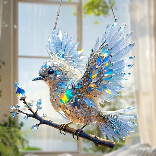 BlueGleam – Crystal Sky Bluebird Art Hanging for Nature Lovers
