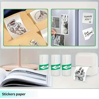 🌈Christmas Hot Sale 49% OFF - Portable Mini Printer , With 5 thermal papers + 5 self-adhesive papers + 3 colored papers + colored pens