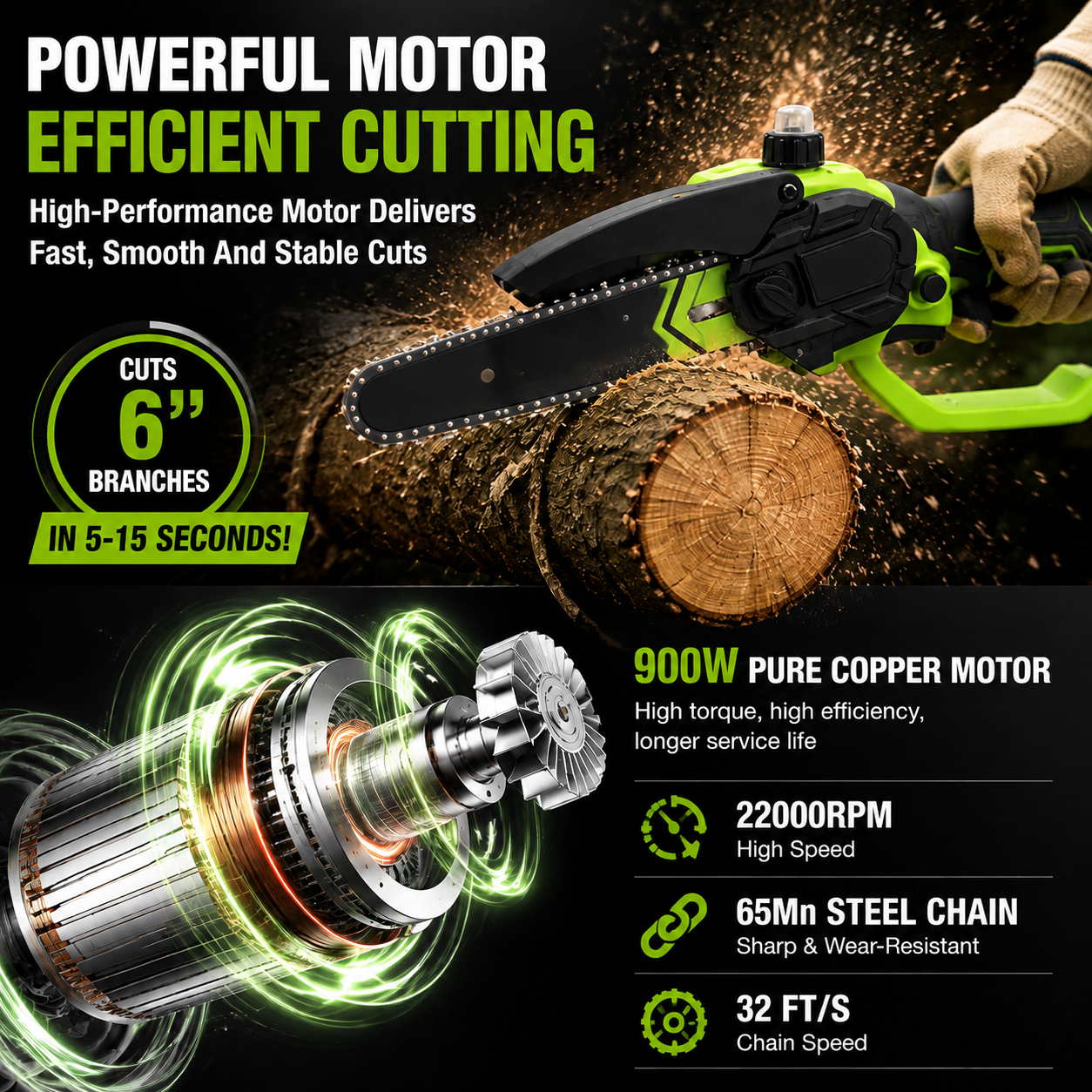 TimberSwift – Compact Cordless Wood Cutting Chainsaw