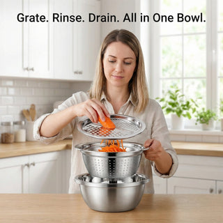 GrateNWash - Multi-Function Steel Prep Bowl