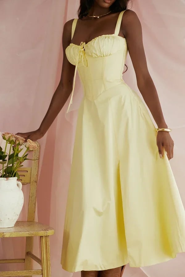 LA VIERA - Corset Lace-Up Summer Dress