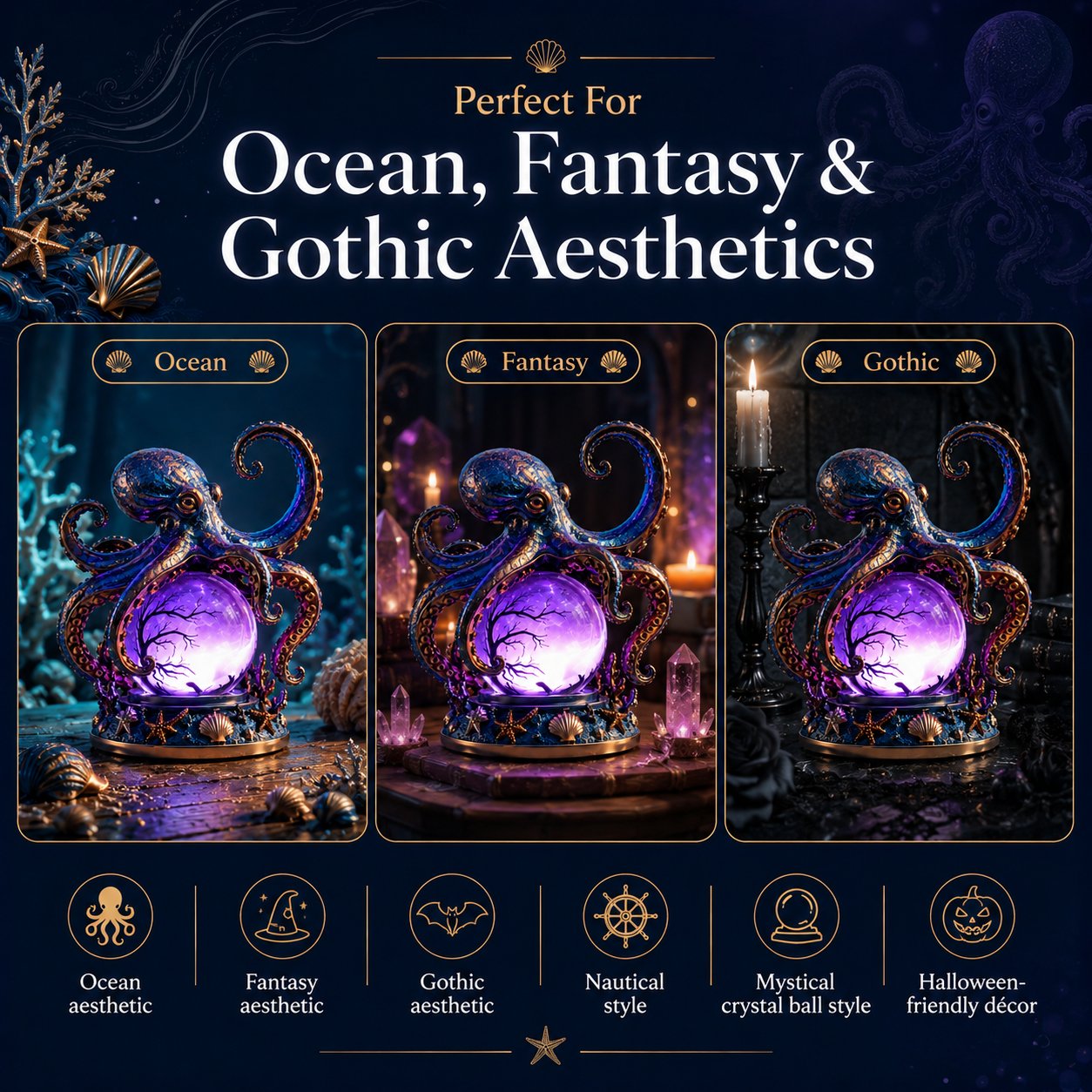 TideMystic – Mystical Octopus Crystal Ball Light