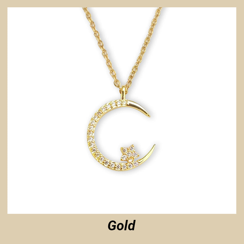 LunaGlow – Bright Night Moon & Star Necklace