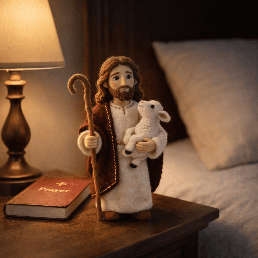 ✝️ Jesus & Lamb: Hand-Felted Christian Figurine – A Meaningful Gift for Someone You Love