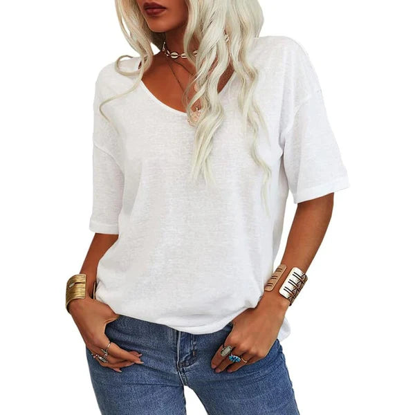 EleganTee - Casual V Neck T Shirt for Women