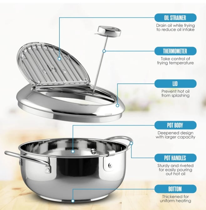 SteelFry – Stainless Steel Fryer Pot with Thermometer