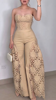 SunlitElegance - Breezy Embroidered Summer Co-Ord Set