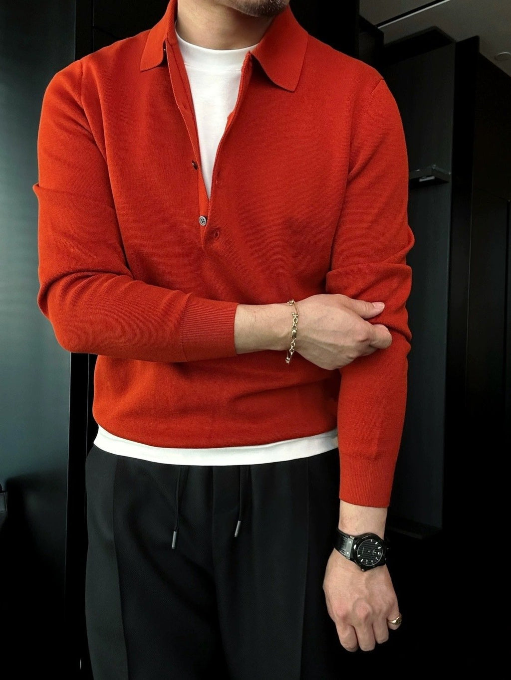 UrbanKnit – Men’s Long Sleeve Polo Knit Sweater