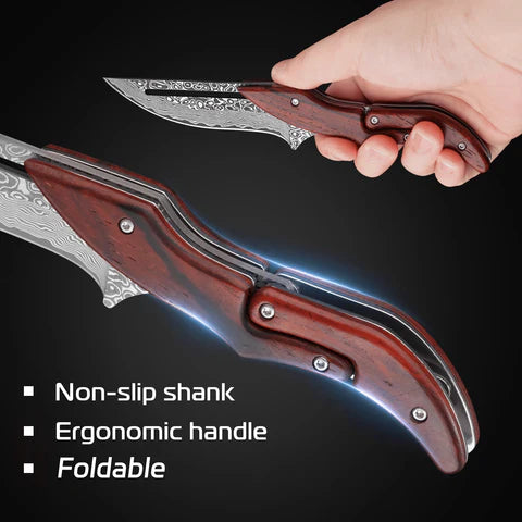 BladeCraft – Hand Forged Damascus Steel Folding Knife