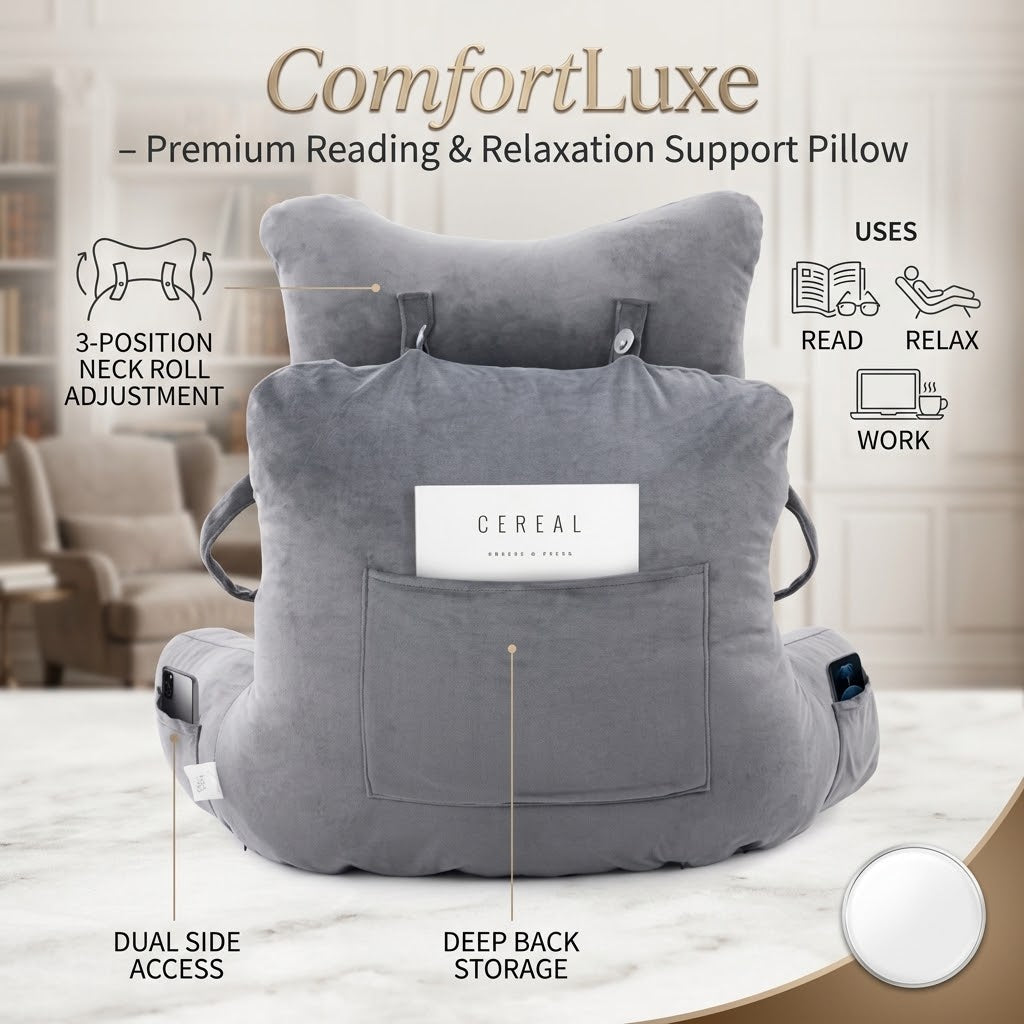 ComfortLuxe – Premium Reading & Relaxation Support Pillow