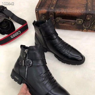 ItaliaGrip - Embossed Leather Zipper Boots