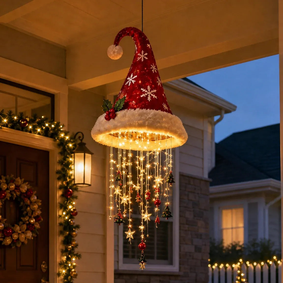 SantaGlow – Warm Light Christmas Hat Chandelier