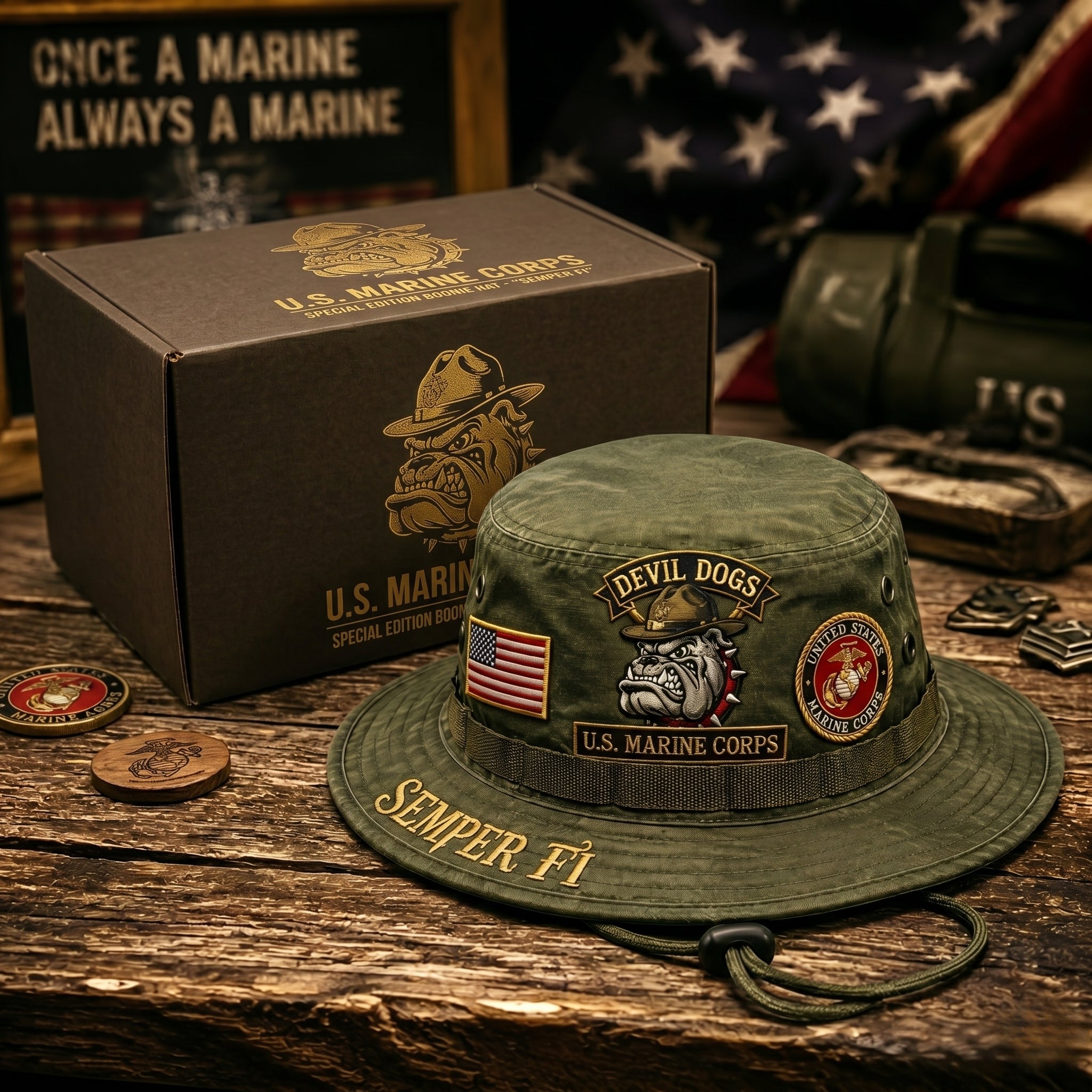 🇺🇸 Last Day Promo: 49% OFF -🐾U.S. Marine Corps Devil Dogs Tribute Boonie Hat