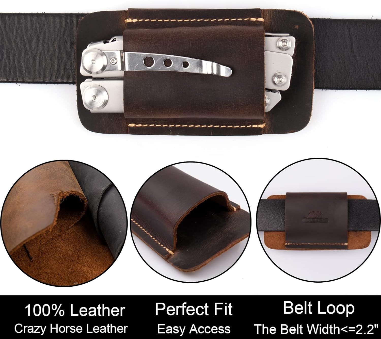 Retro belt carrying leather knife scabbard horizontally