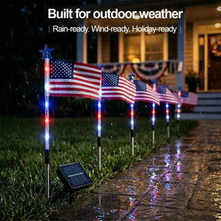 LibertyShine – 8 Solar American Flag Garden Lights
