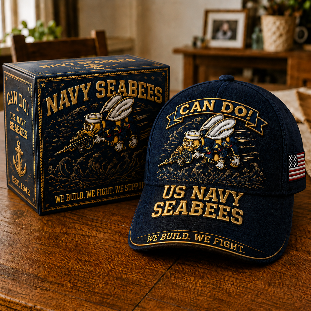 U.S. Navy Seabees “Can Do Spirit” Engineer Grade Commemorative Cap 🐝🇺🇸