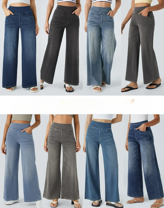 AuraStretch – Super Stretch High-Waisted Wide Leg Jeans