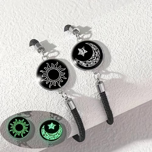 Sun & Moon Bracelets – 2-Pack Luminous Couples Jewelry for Long-Distance Love