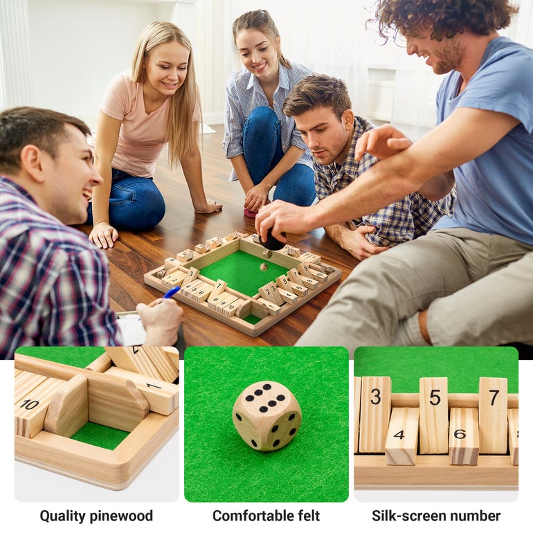 RollFusion - Wooden Shut the Box Game for Smart Fun